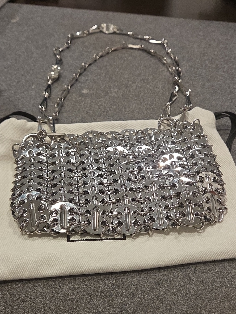 Paco Rabanne Silver Metallic Mini Chainmail Shoulder Bag
